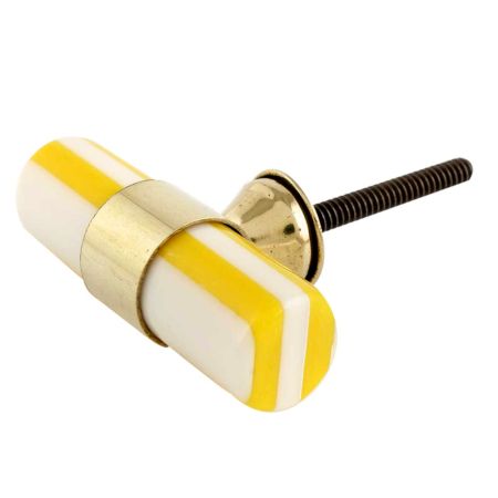 Yellow White Tube Resin Cabinet Knobs